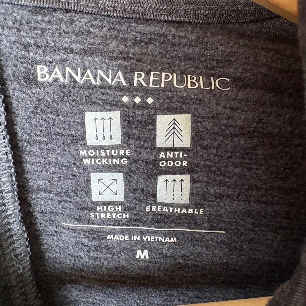 Banana Republic 1/4-Zip Pullover Men's M Gray Fleece-Lined Base Layer‎ Gorpcore